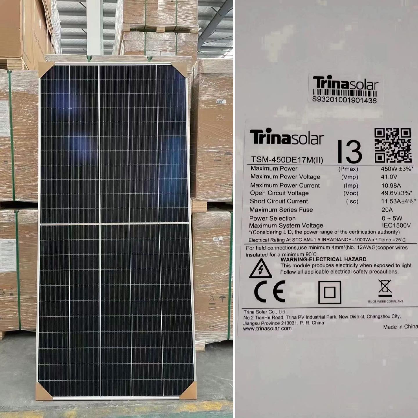 Trina Solar Module 460w Zonnepaneel 450W Tier 1 Mono Zonnepaneel