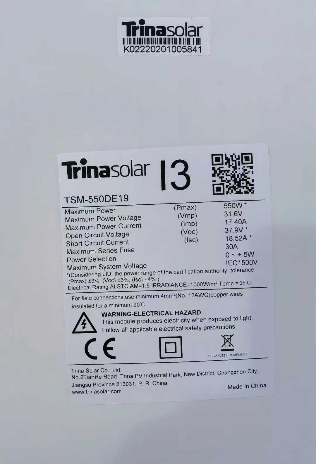 Trina zonnepaneel 550w 560w monokristallijn 545w hete verkoop in Europa
