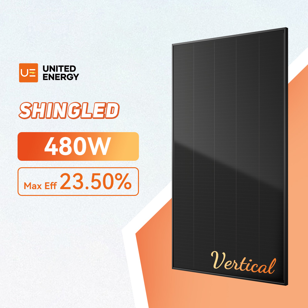 Verticale zonnepanelen van 490 watt, geheel zwarte zonnemodule